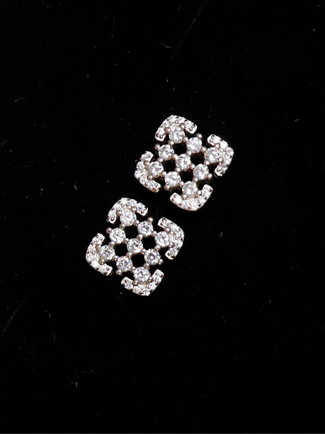 Zarkan Rhodium-Plated American Diamond 925 Sterling Silver Stud Earrings