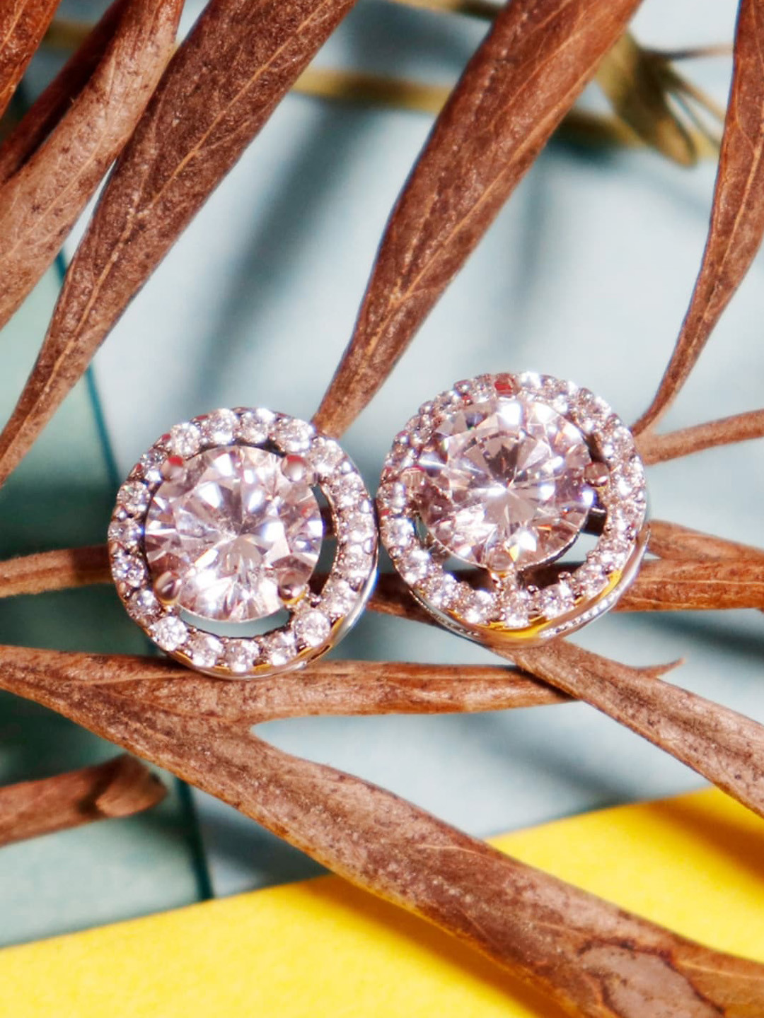 Zarkan Sterling Silver American Diamond Contemporary Hoop Earrings