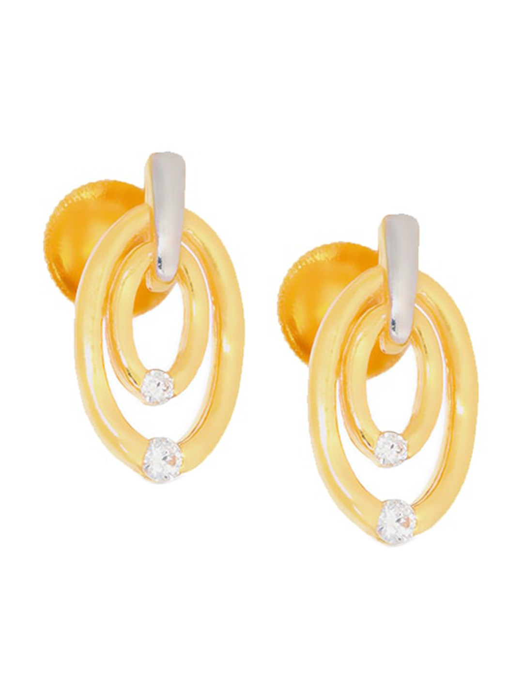 BHIMA 22K BIS Hallmark (916) Yellow Gold Elegant Oval Stone Stud Earrings
