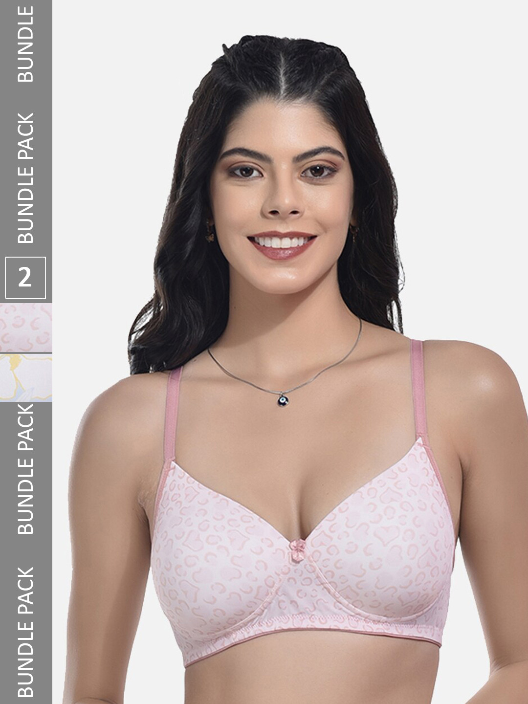 StyFun Pack Of 2 Conversational  Full Coverage All Day Comfort Cotton T-Shirt Bra