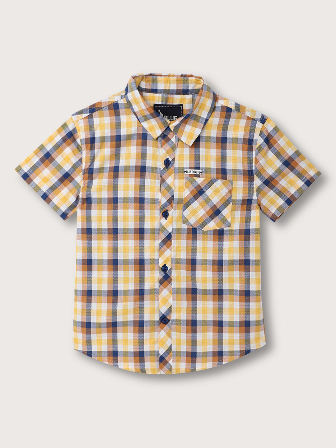 Blue Giraffe Boys Checked Cotton Casual Shirt