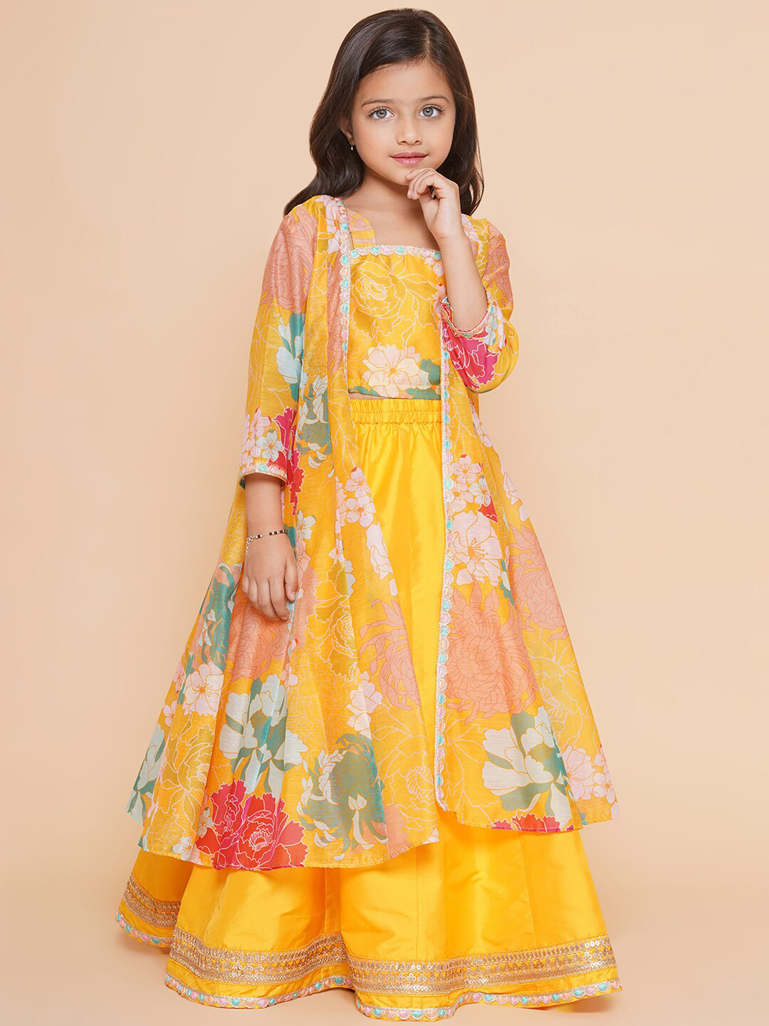 Girls Floral Printed Ready to Wear Lehenga & Blouse With Shrug 8