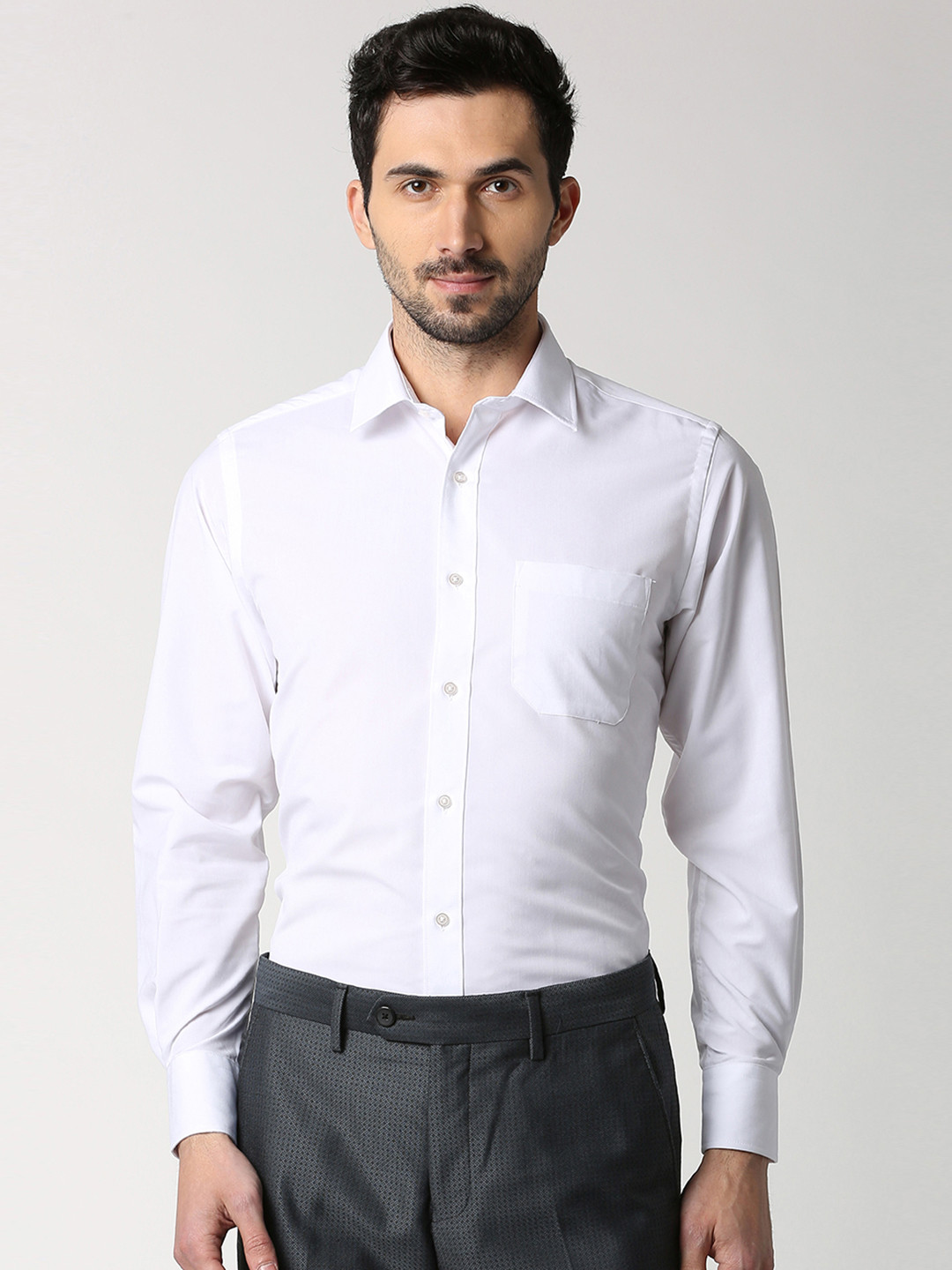 Buy Peter England Men White Slim Fit 