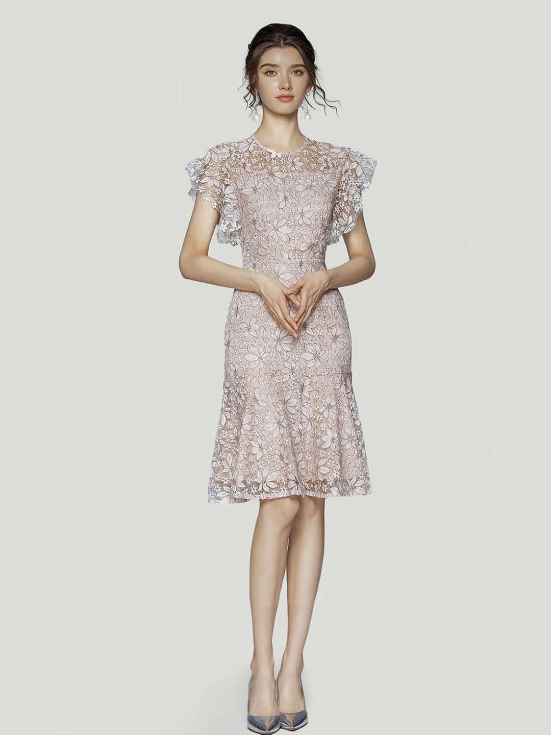 JC Collection Flutter Sleeve A-Line Dress