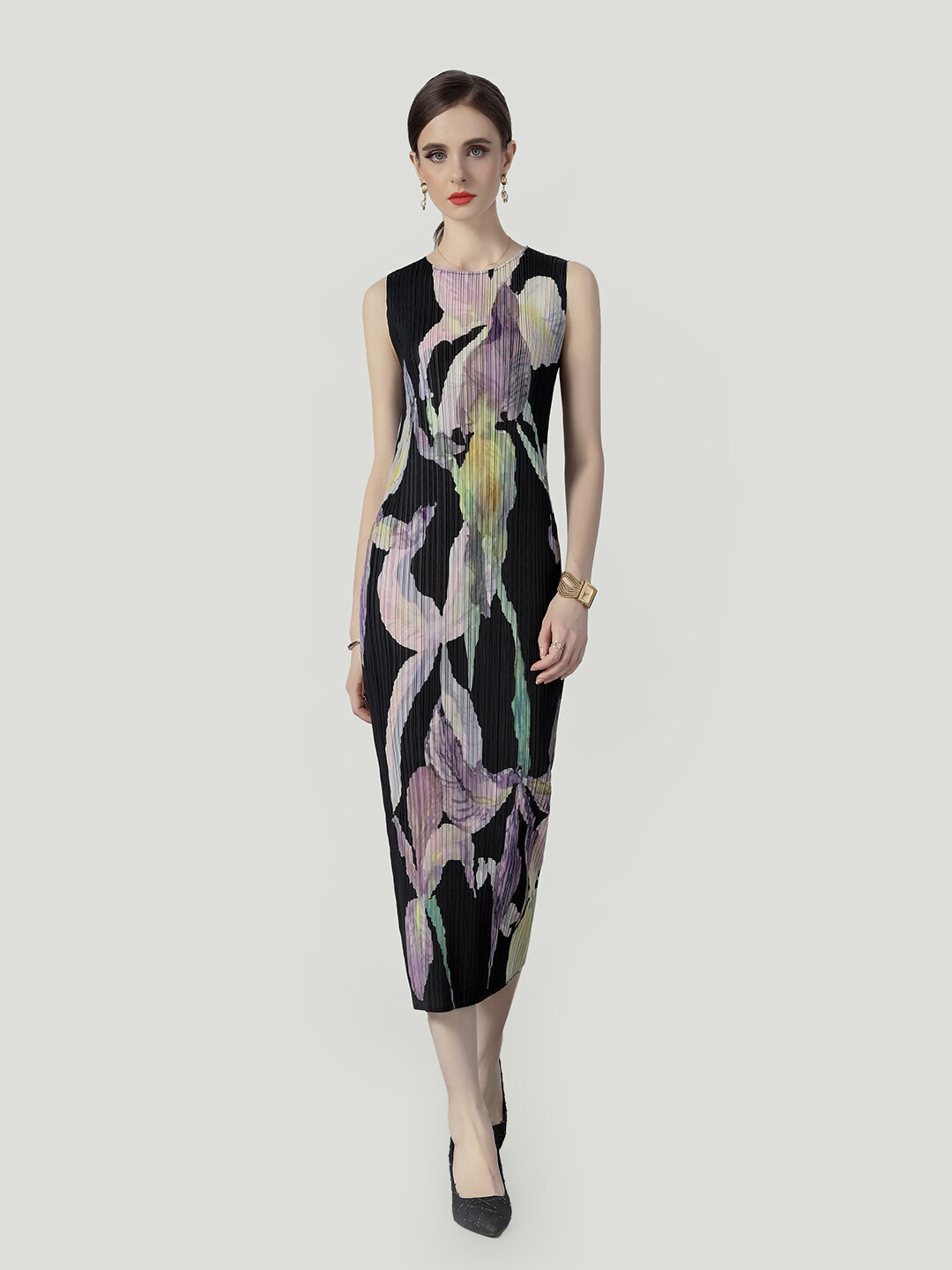 JC Collection Print Sheath Midi Dress