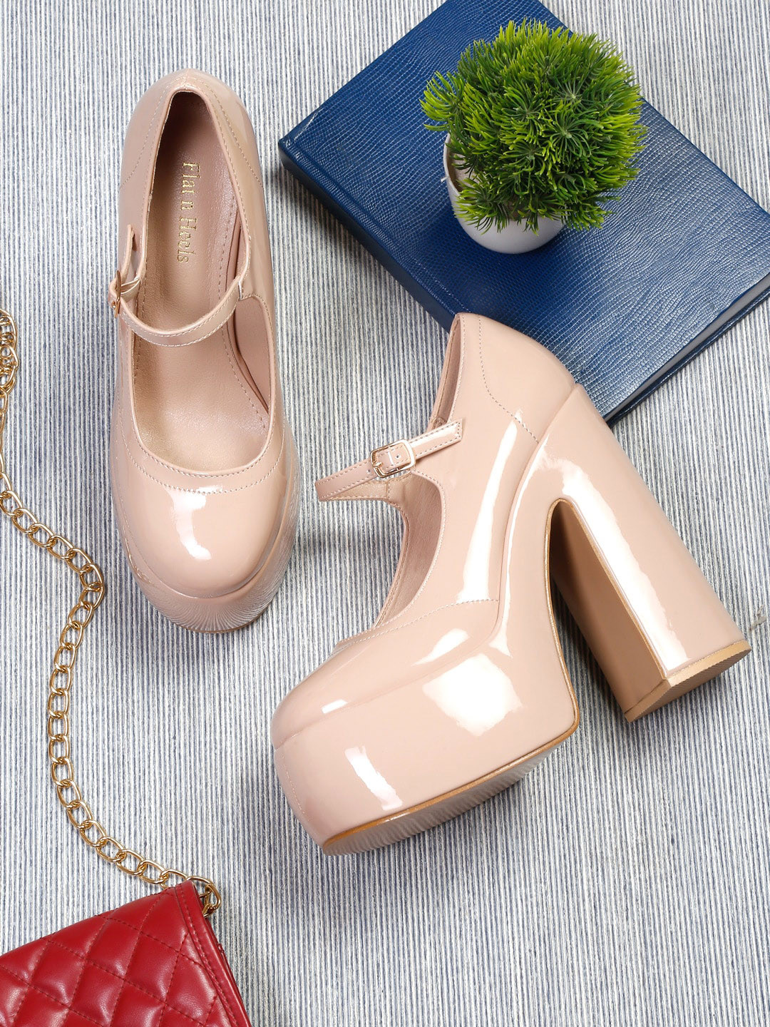 Flat n Heels Round Toe Platform Heel Mary Janes
