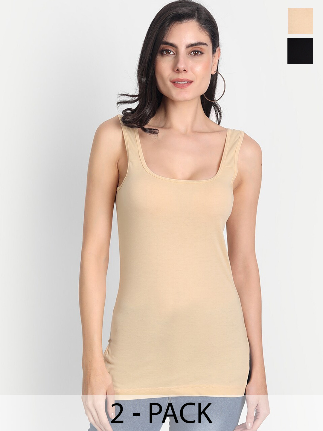 Aimly Pack Of 2 Cotton Longline Camisoles
