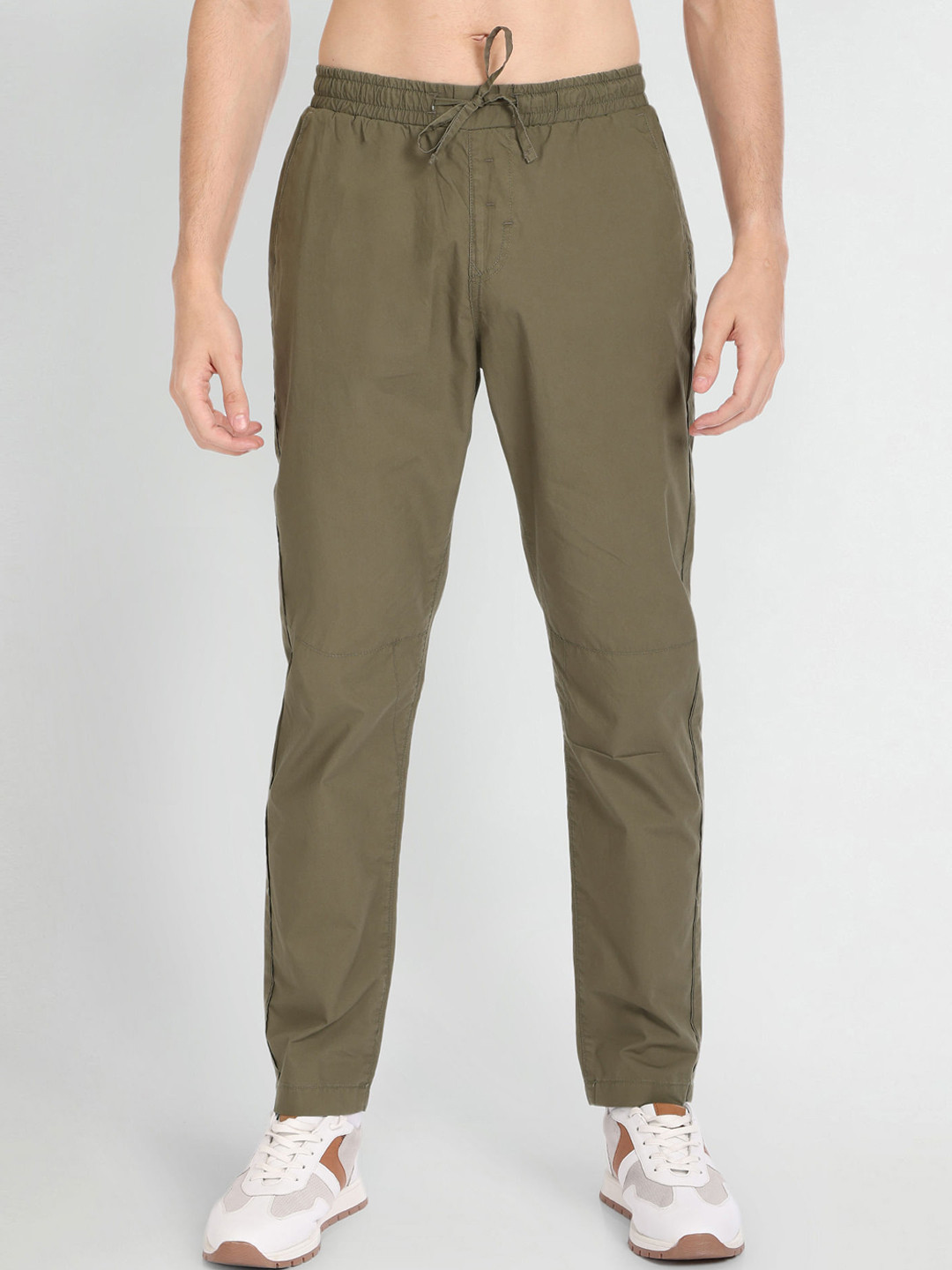 Flying Machine Men Mid-Rise Tapered Fit Elasticated Trousers