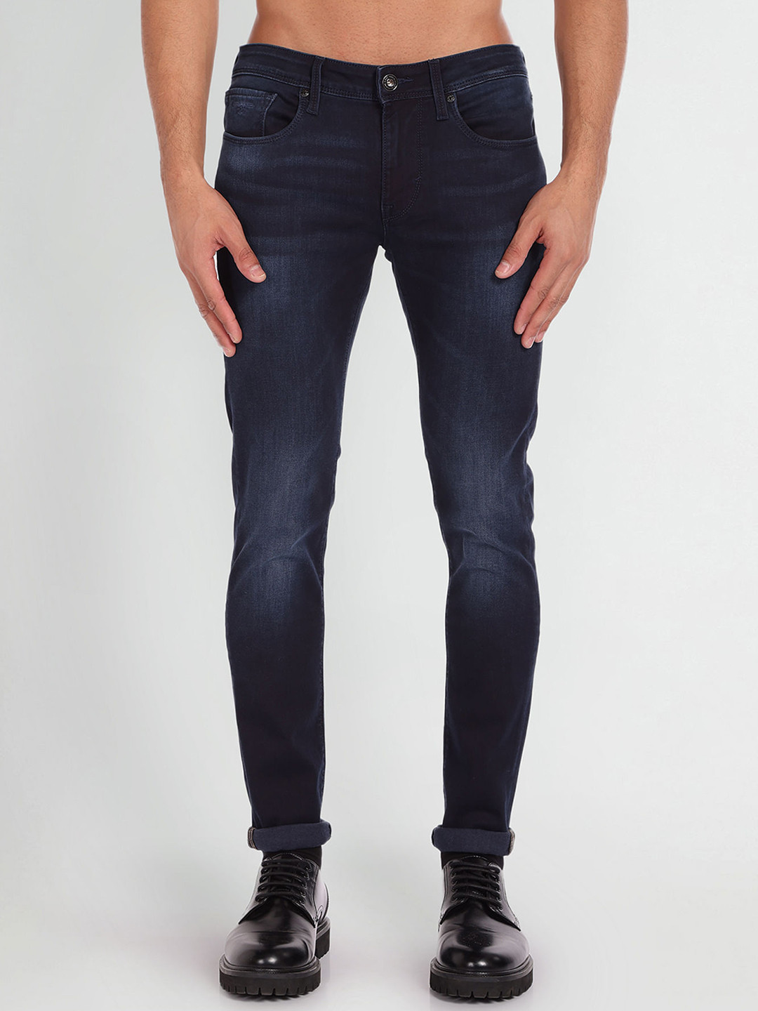 Flying Machine Men Super Skinny Fit Low-Rise Light Fade Stretchable Jeans