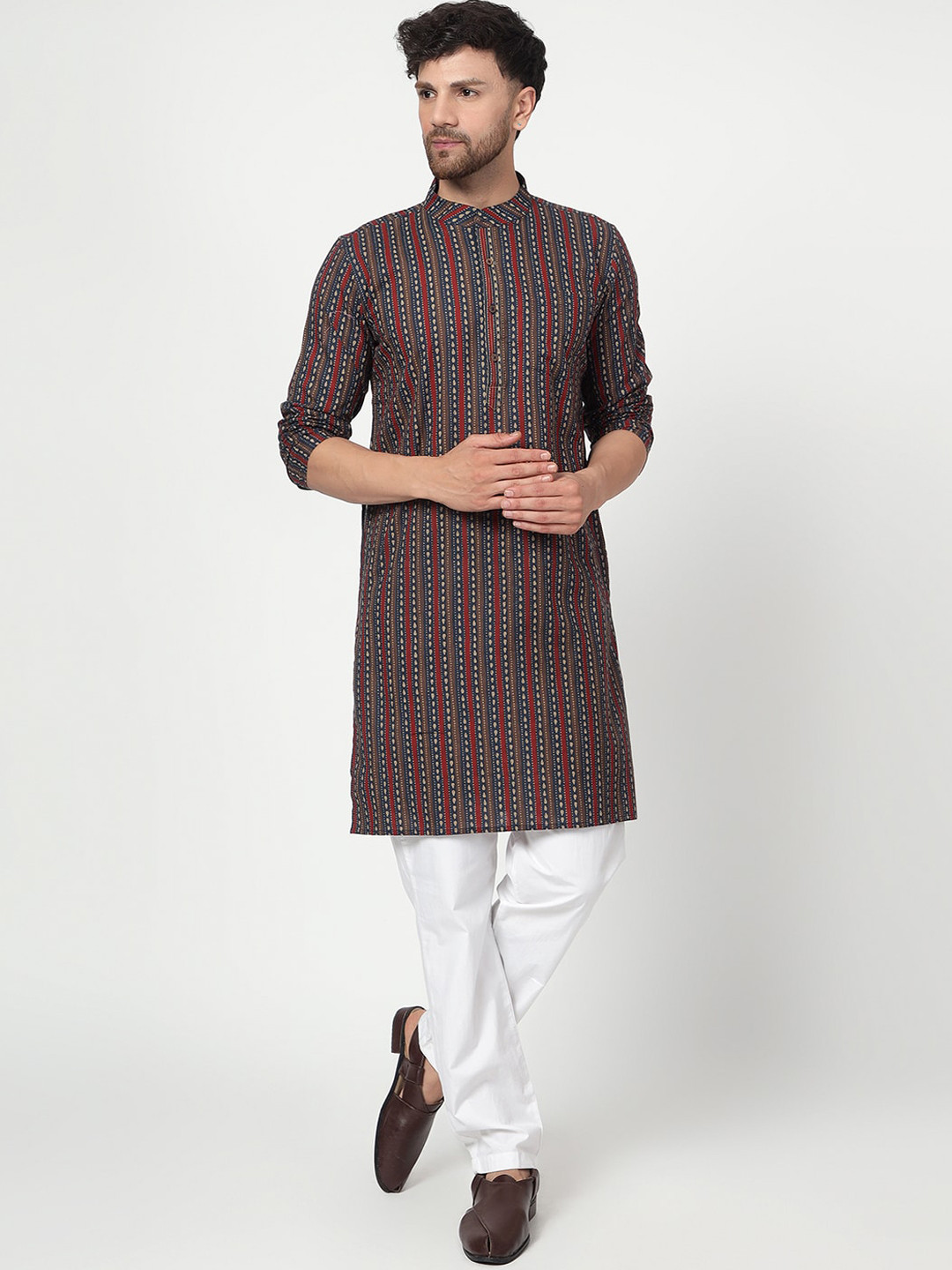 Spring Soul Striped Cotton Straight Kurta