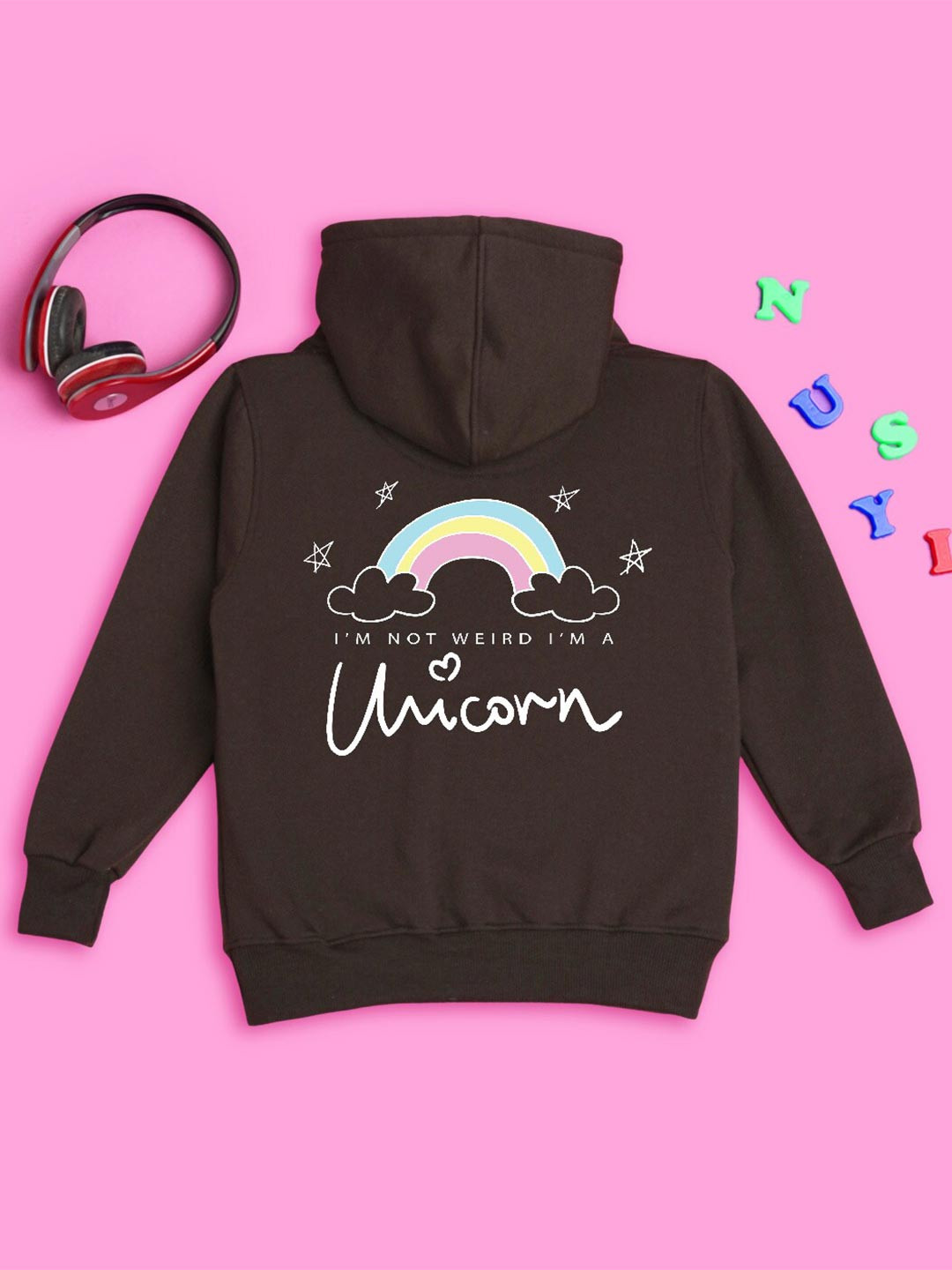 NUSYL Girls Unicorn Printed Fleece Sweatshirt