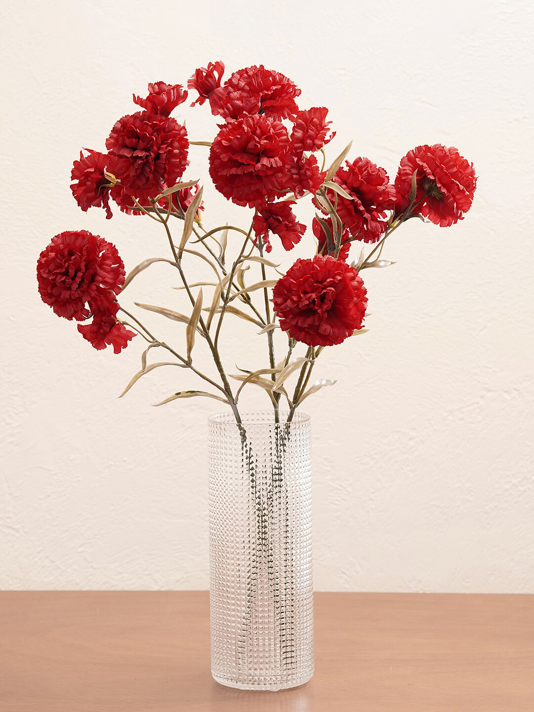 Pure Home and Living Red & Green Carnation Artificial Flowers
