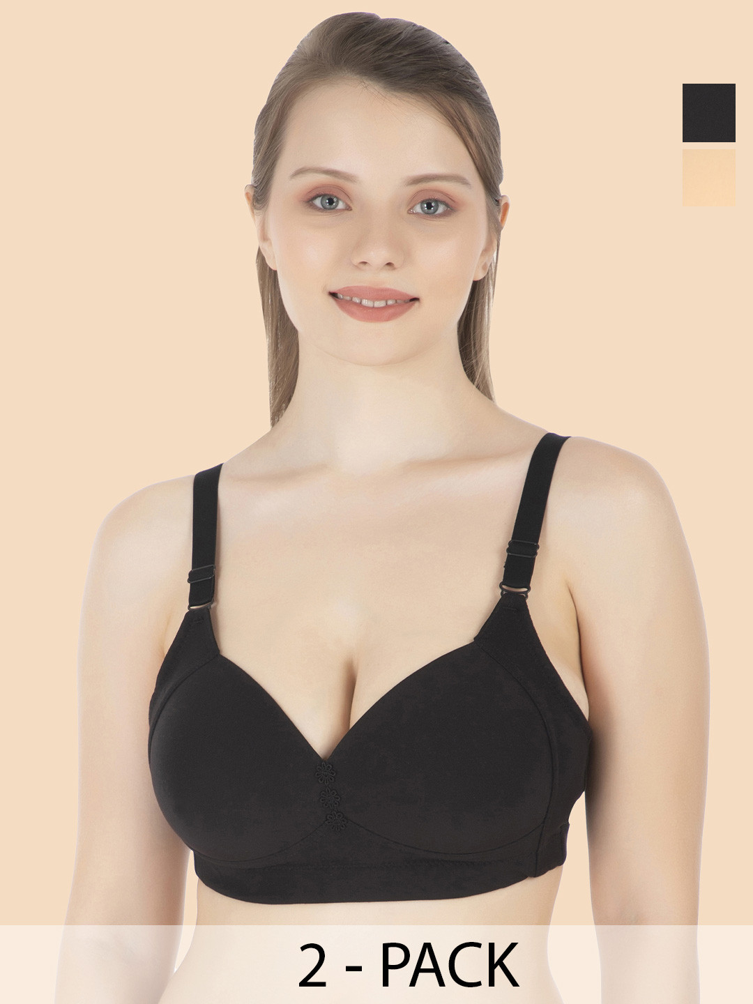 Tweens Beige & Black Bra Full Coverage Lightly Padded