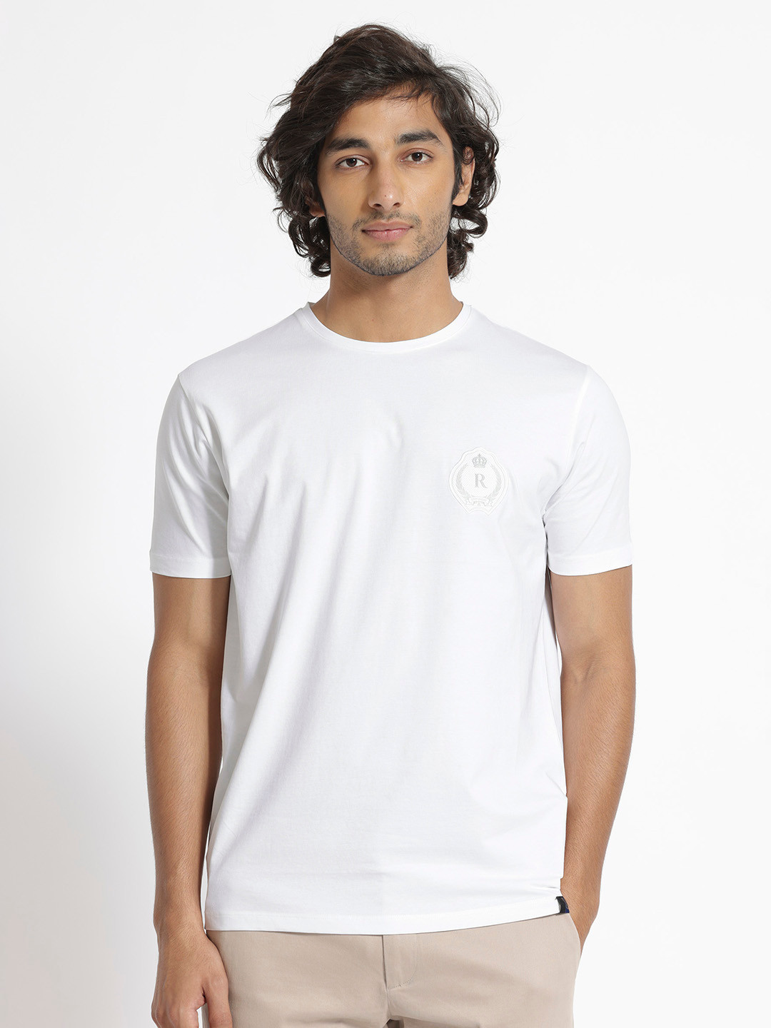 RARE RABBIT Men Kos Round Neck Slim Fit Cotton T-Shirt