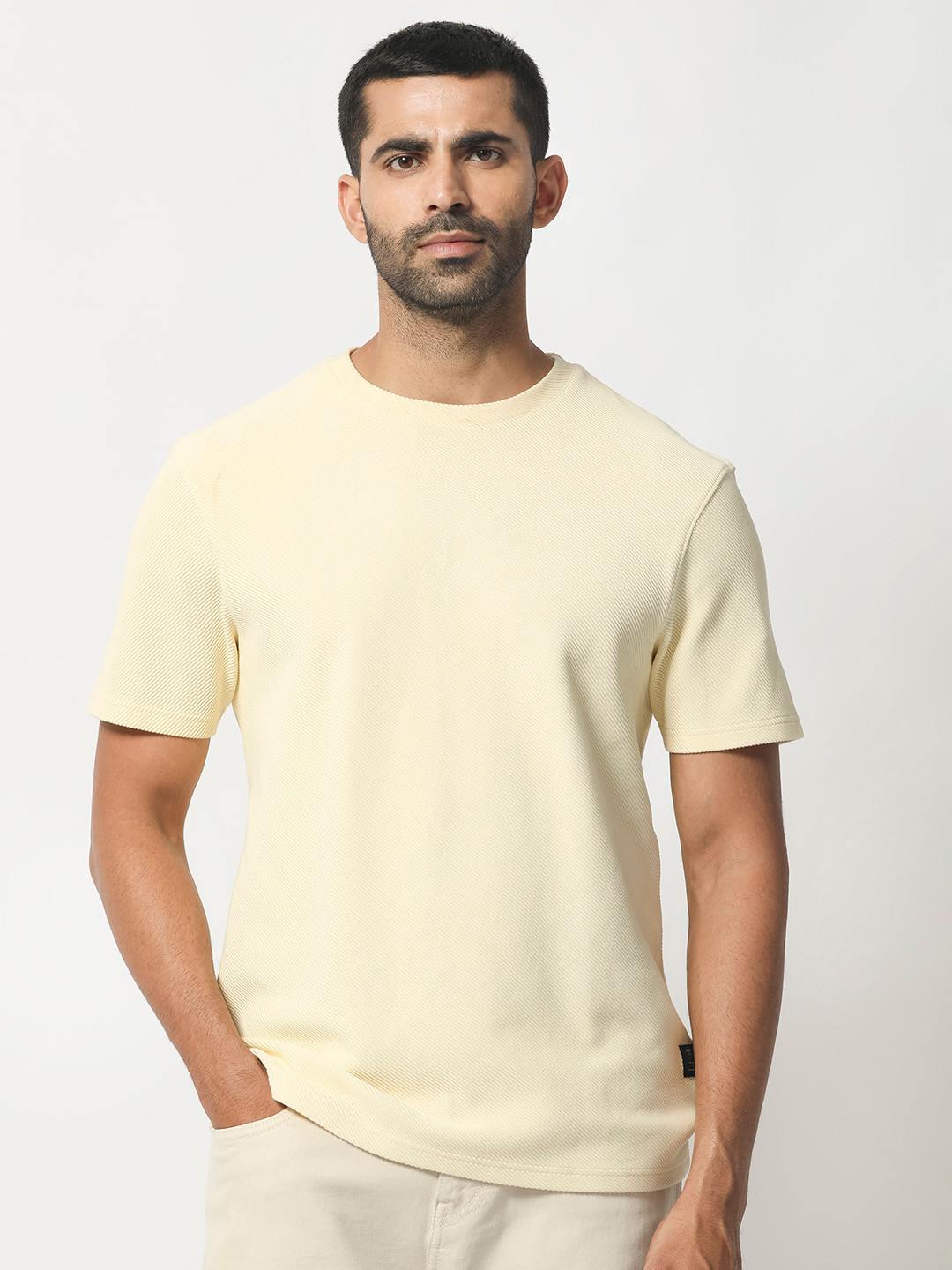 RARE RABBIT Men Cas Regular Fit Cotton T-Shirt