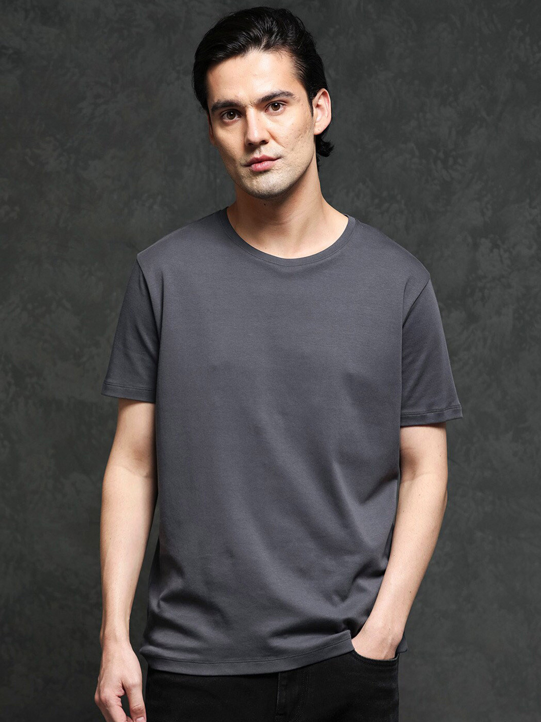 RARE RABBIT Men Gis-1 Regular Fit Drop-Shoulder Cotton T-Shirt