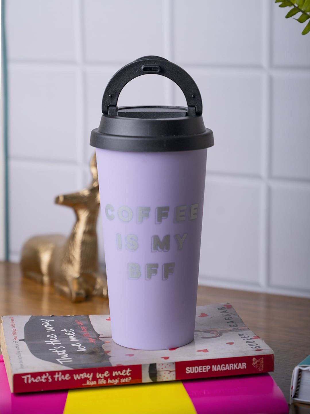MARKET99 Purple Typography Plastic Spill Proof Sipper - 1.1L