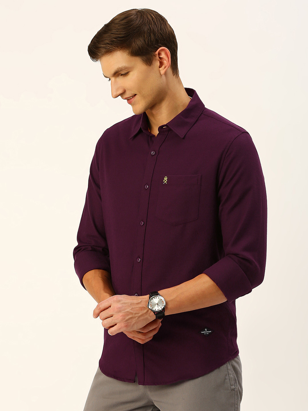 Thomas Scott Men Classic Slim Fit Flannel Casual Shirt