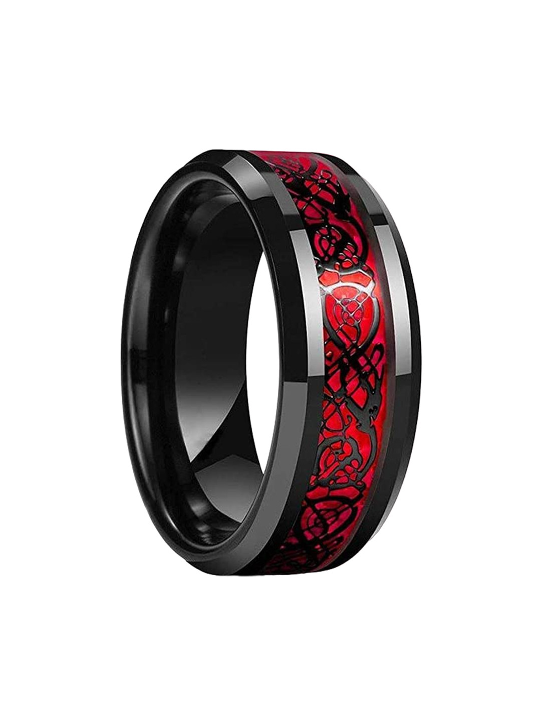 KRYSTALZ Unisex Dragon-Patterned Stainless Steel Band Ring