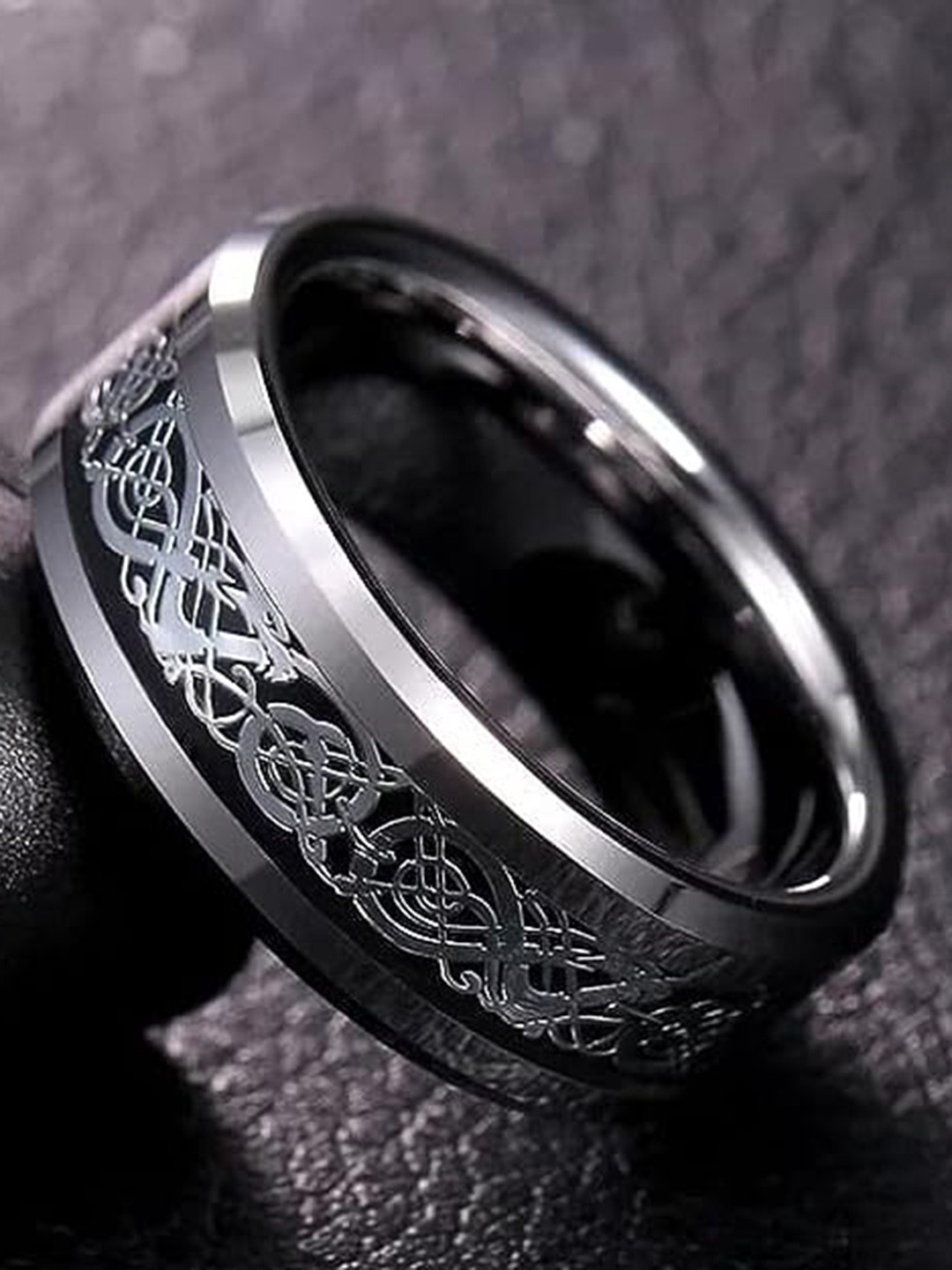 KRYSTALZ Unisex Silver-Plated Celtic Dragon Finger Ring