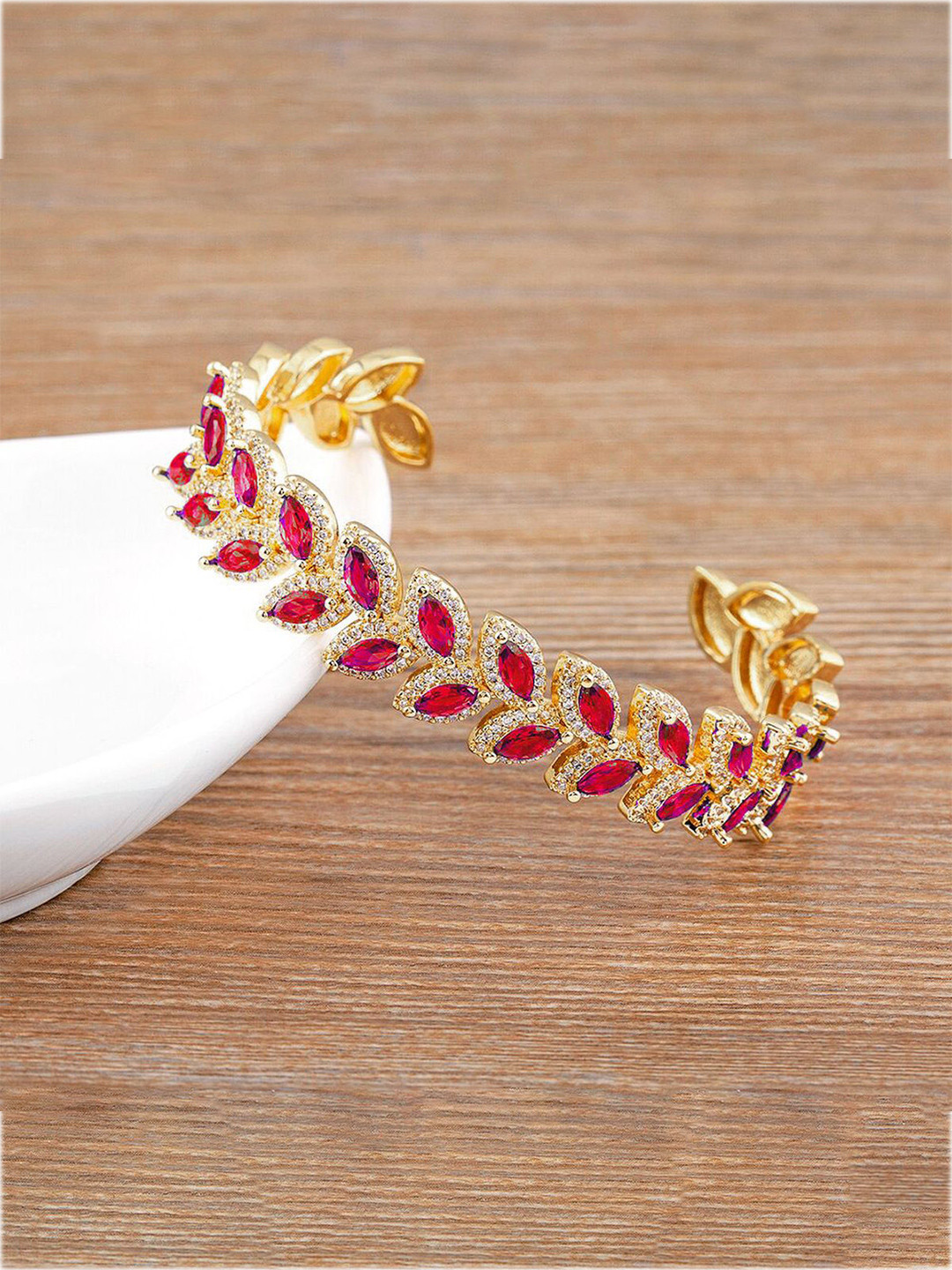 ZIVOM 18K Gold-Plated Cubic Zirconia Cuff Bracelet