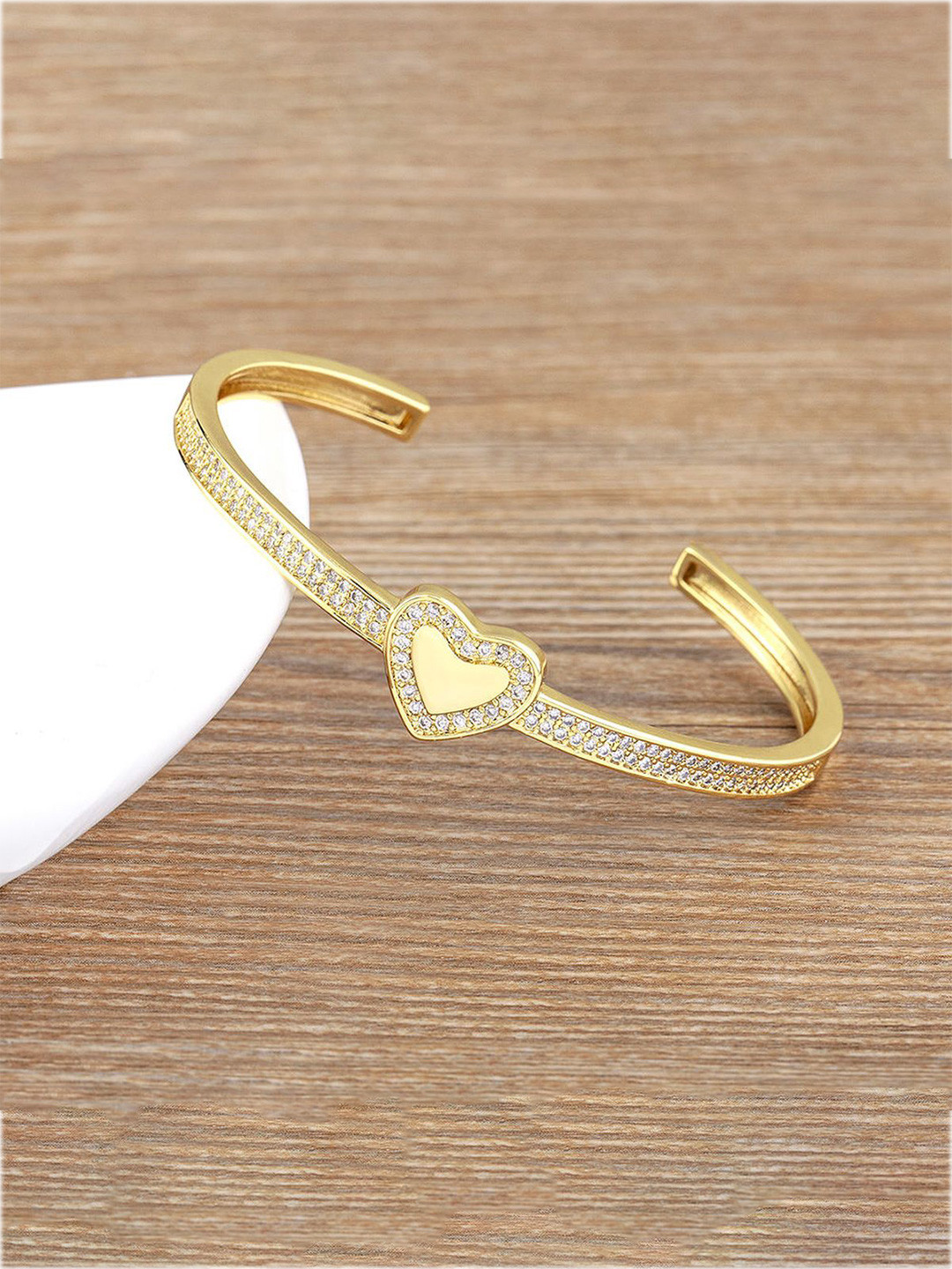 ZIVOM 18K Gold-Plated Cubic Zirconia Cuff Bracelet