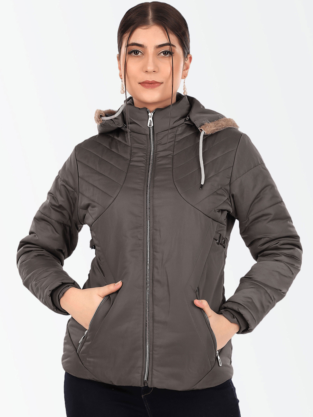 Brazo Lightweight Faux Fur Trim Hooded Padded Jacket