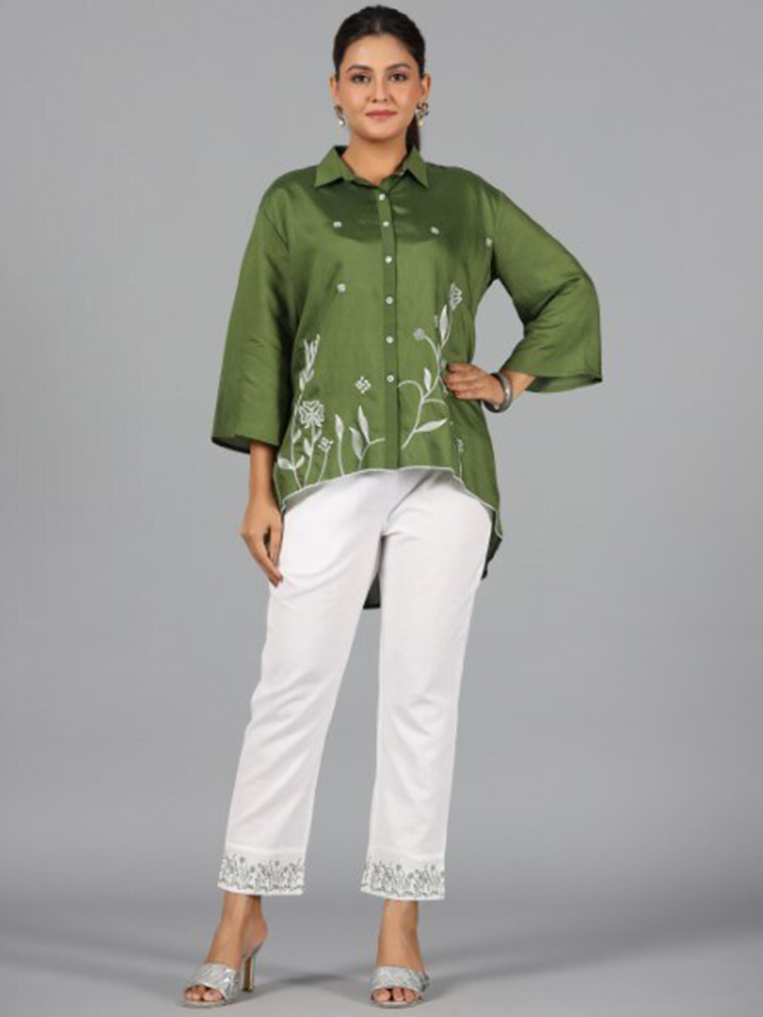 Juniper Embroidered Shirt With Cropped Trouser