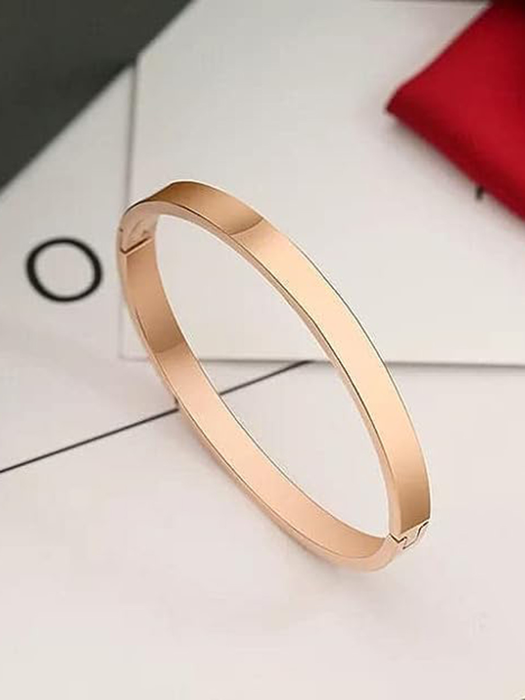 KRYSTALZ Unisex Rose Gold-Plated Kada Bracelet