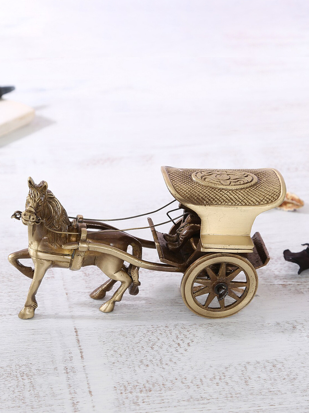 Two Moustaches Brown Horse Cart Showpiece