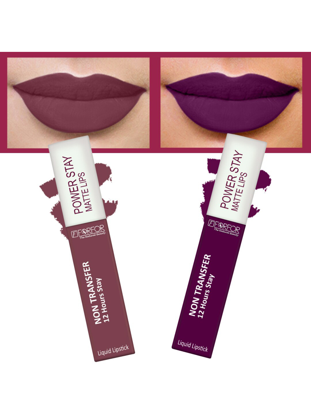 FORFOR Set of 2 Powerstay Non-Transfer Waterproof Liquid Matte Lipstick - 5ml Each