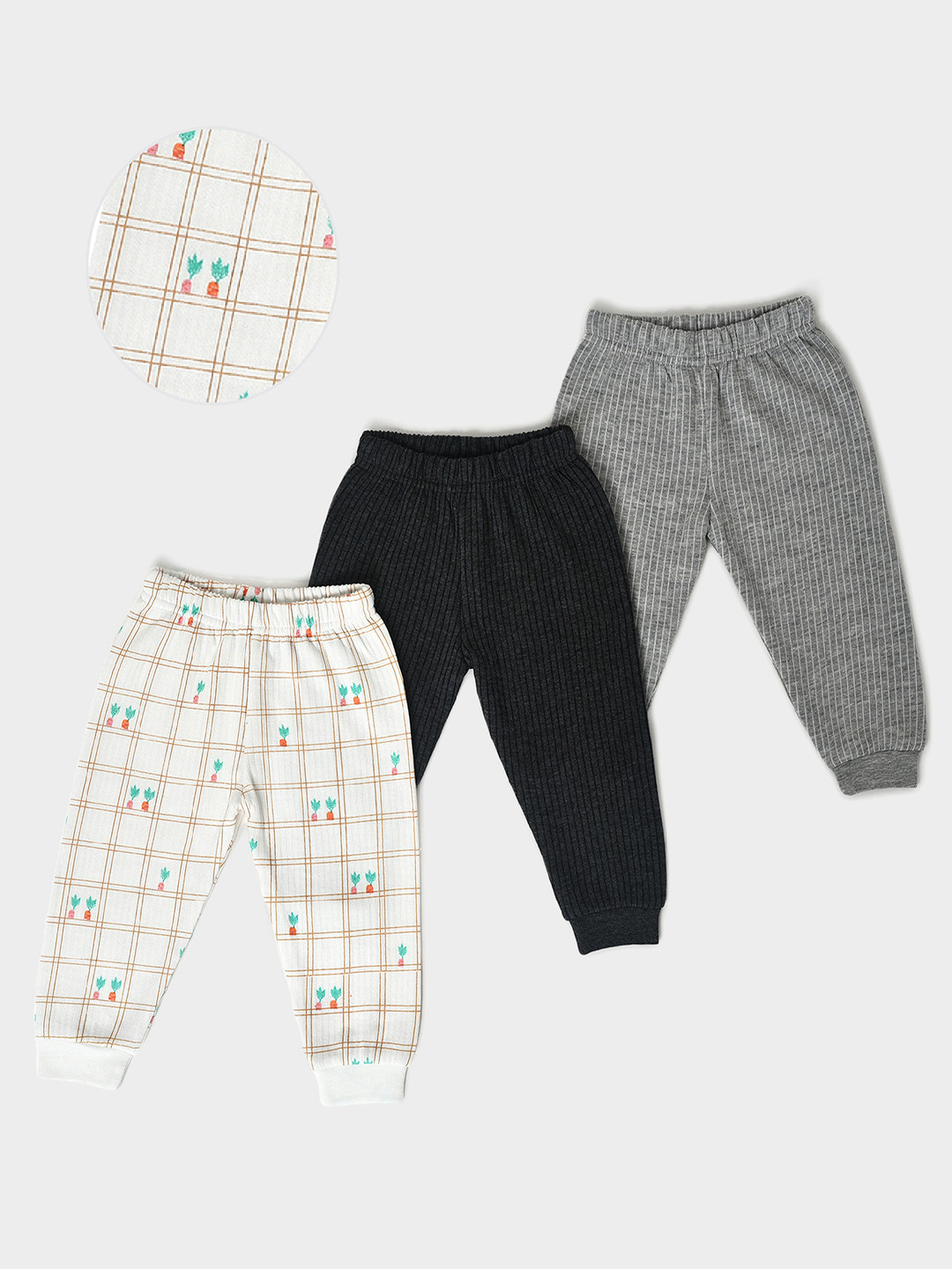 MiArcus Infants Relaxed Mid Rise Cotton Thermal wear Pyjama Pack of 3