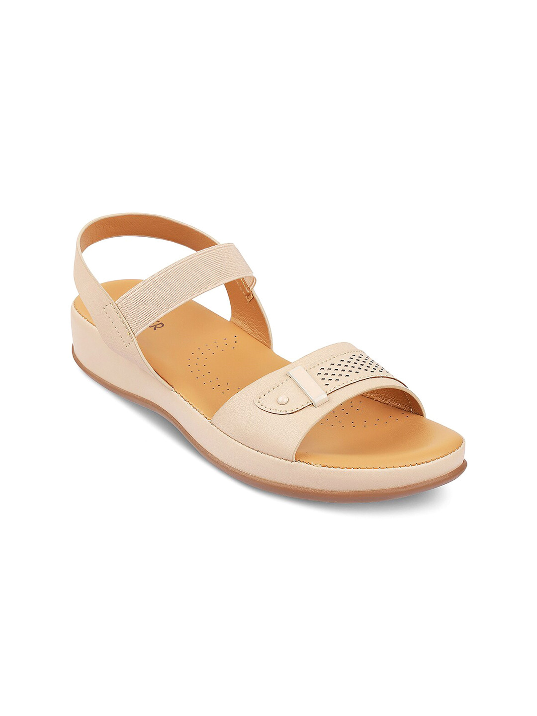 PEPPER Textured Open Toe Flats With Backstrap