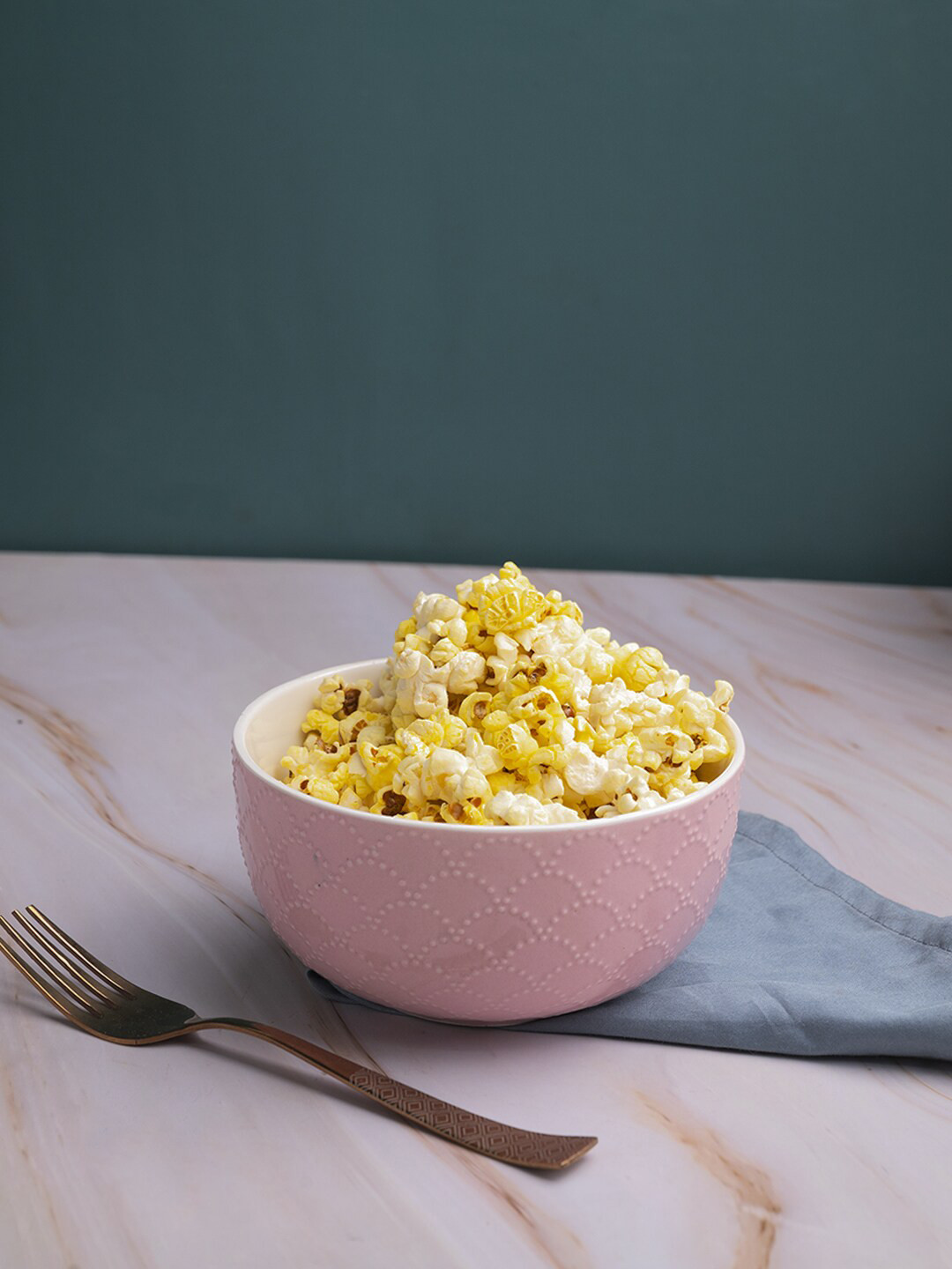 MARKET99 Pink & White Textured BPA Free Ceramic Bowl 580 ML