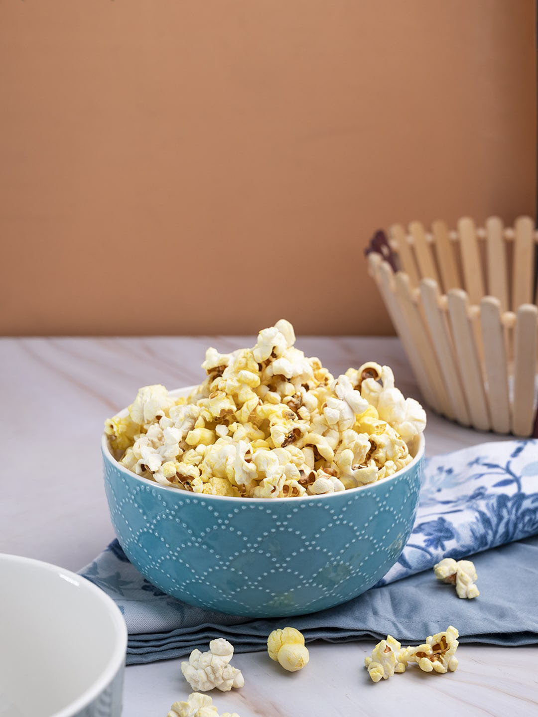 MARKET99 Blue & White Textured BPA Free Ceramic Bowl 580 ML