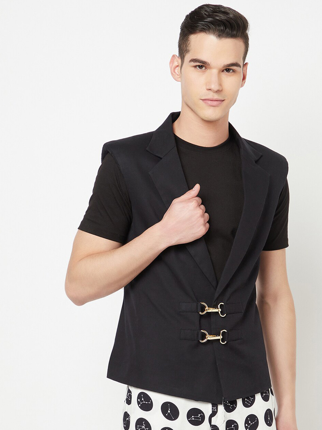 Crimsoune Club Notched Lapel Cotton Single-Breasted Blazer