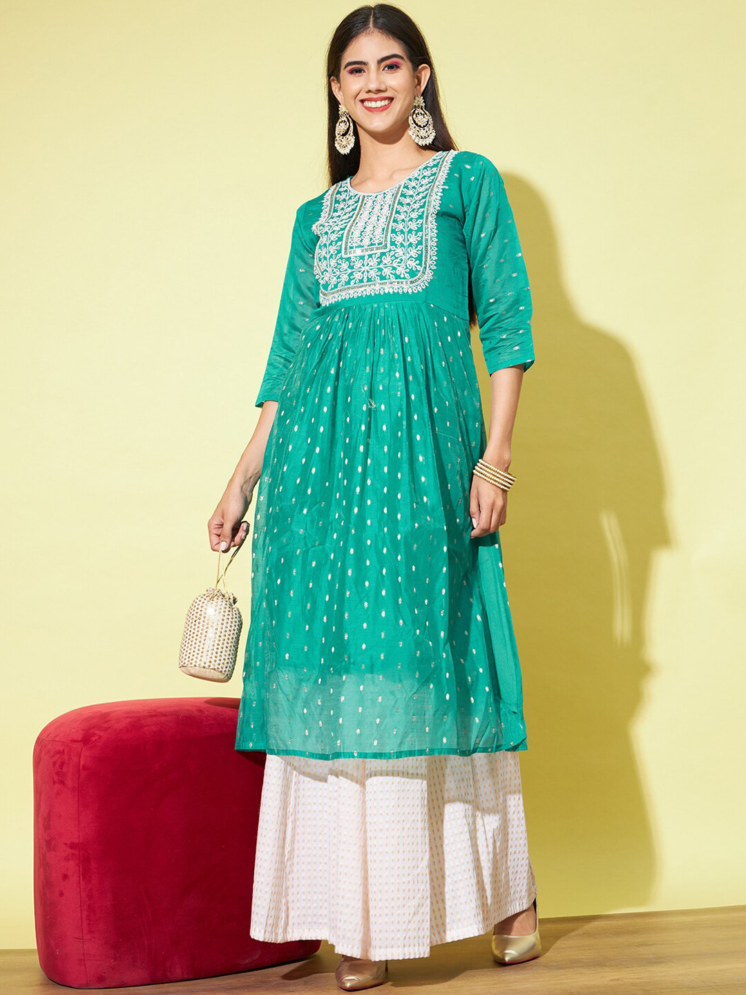 PPTOSS Ethnic Motifs Printed Modal Anarkali Kurta