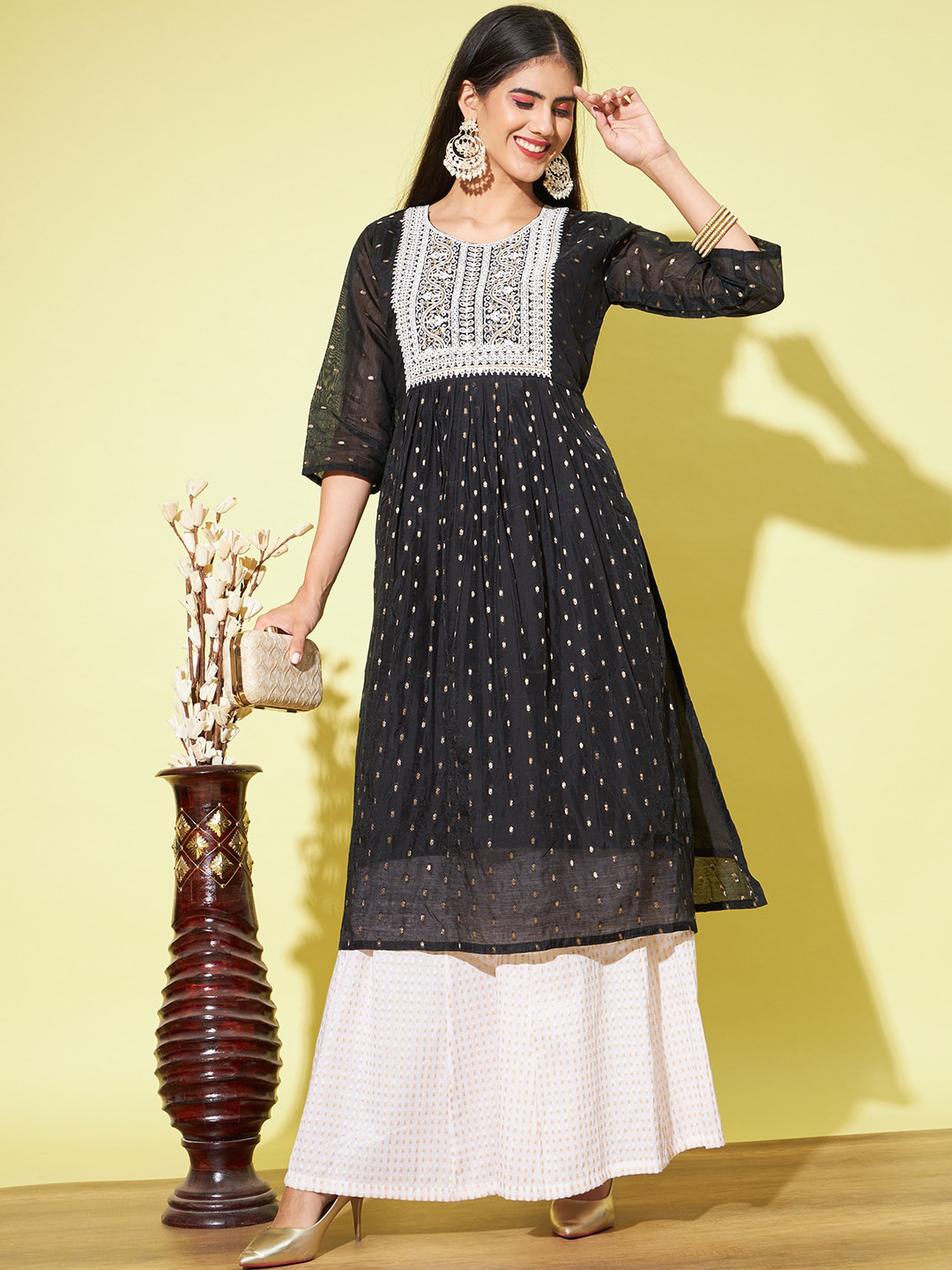 PPTOSS Geometric Printed Flared Sleeves Modal A Line Kurta