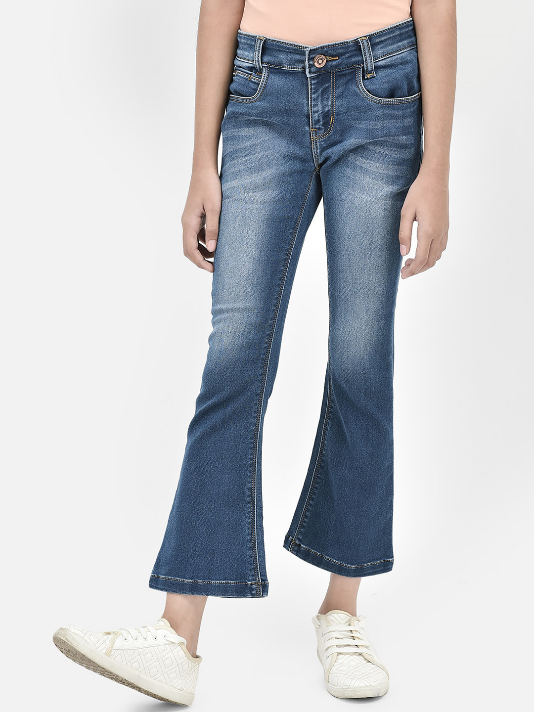 Crimsoune Club Girls Bootcut Heavy Fade Clean Look Stretchable Jeans