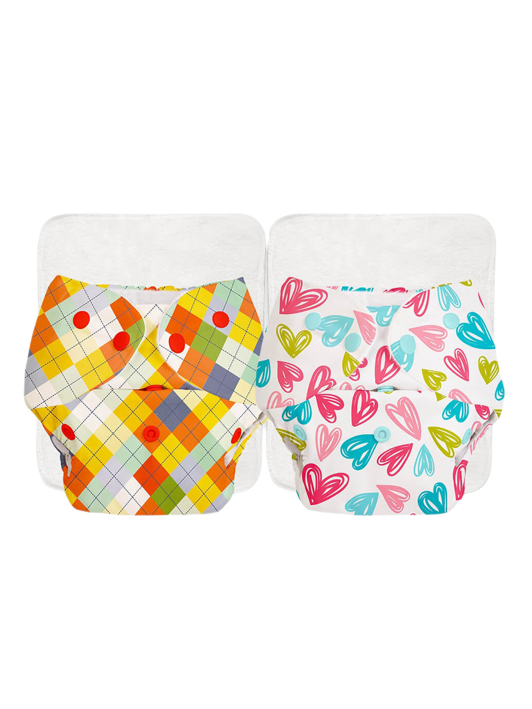 SuperBottoms Kids Pack of 2 BASIC Reusable Cloth Diapers with EasySnap & QuickDry Pad