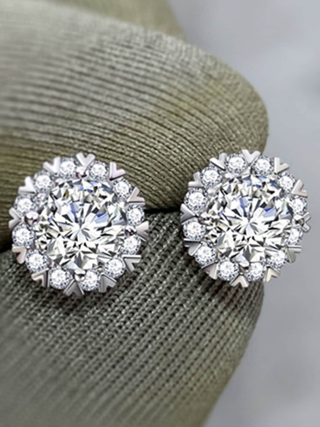 Designs & You Silver-Plated Circular Shaped Studs Earrings