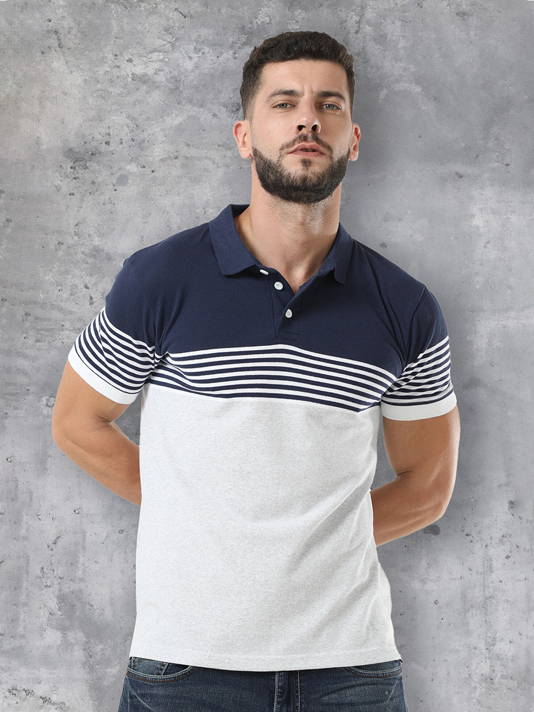 fanideaz Colourblocked Polo Collar Cotton T-shirt