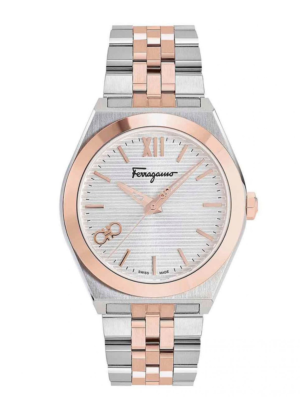 Ferragamo Men Textured Stainless Steel Bracelet Style Straps Analogue Watch-SFKI00323