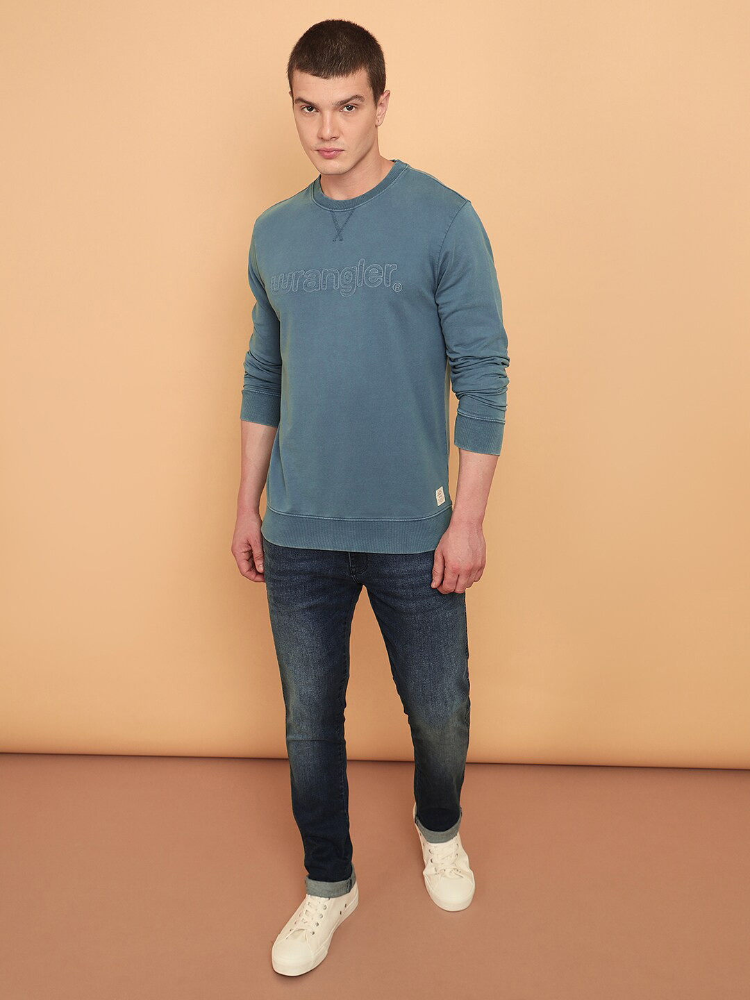Wrangler Typography Printed Long Sleeves Terry Pullover Sweatshirt