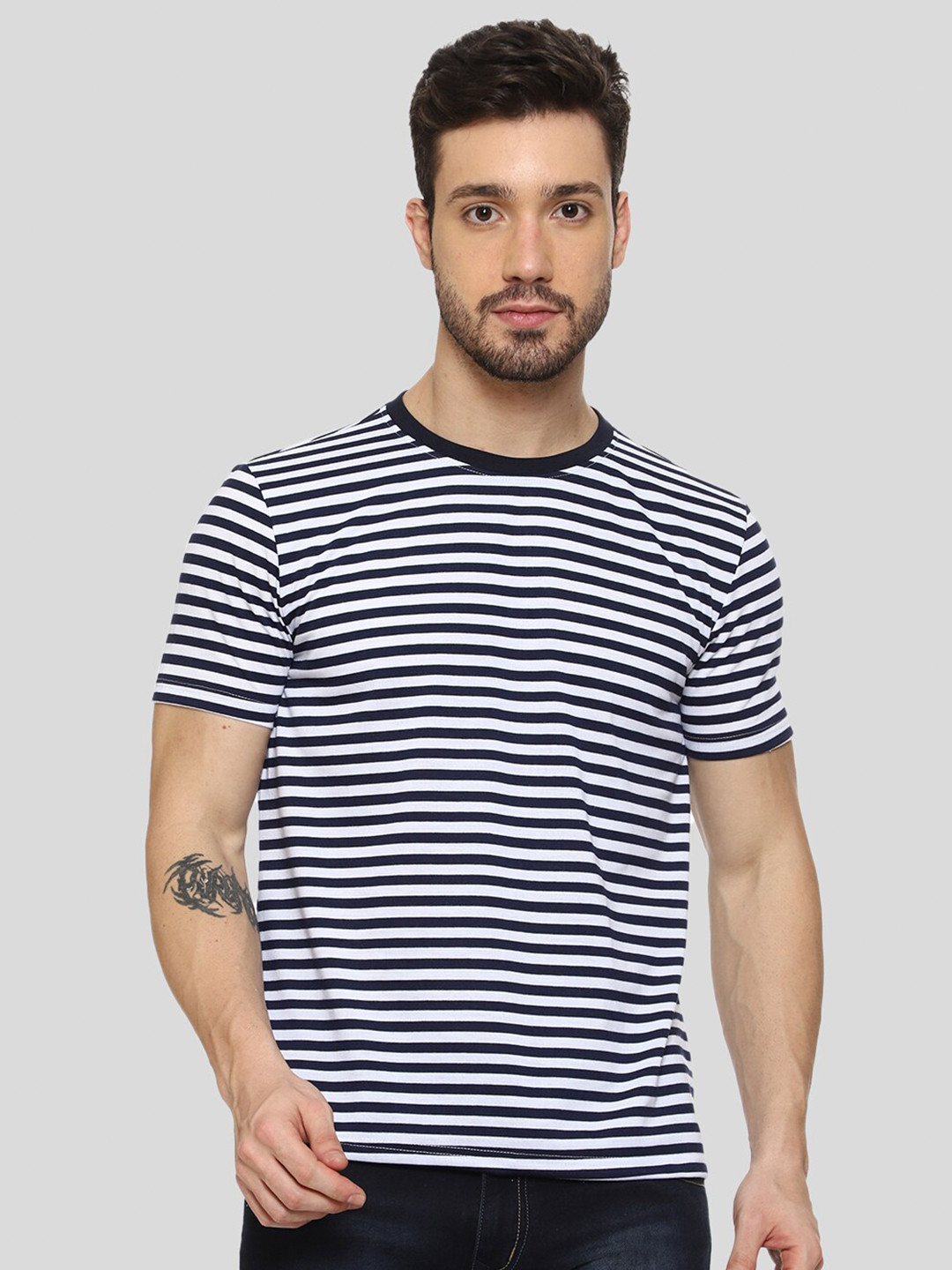 MISCHIEF MONKEY Striped Pure Cotton T-shirt
