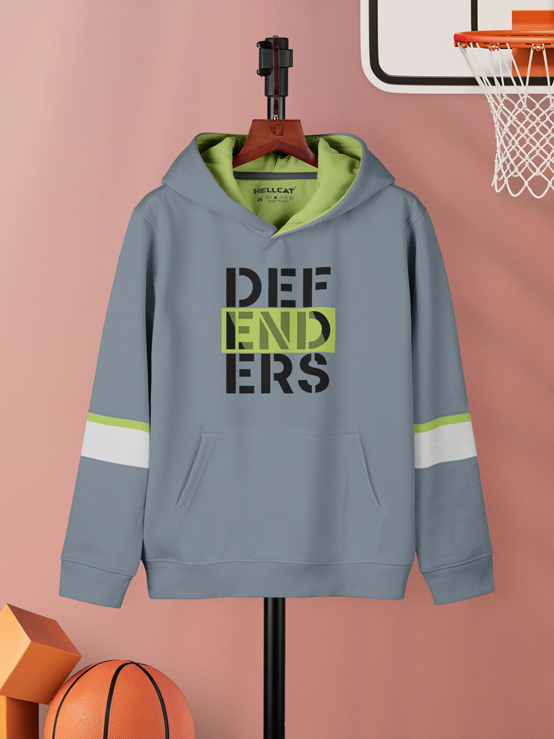 HELLCAT Girls Typography Printed Hooded Sweatshirt