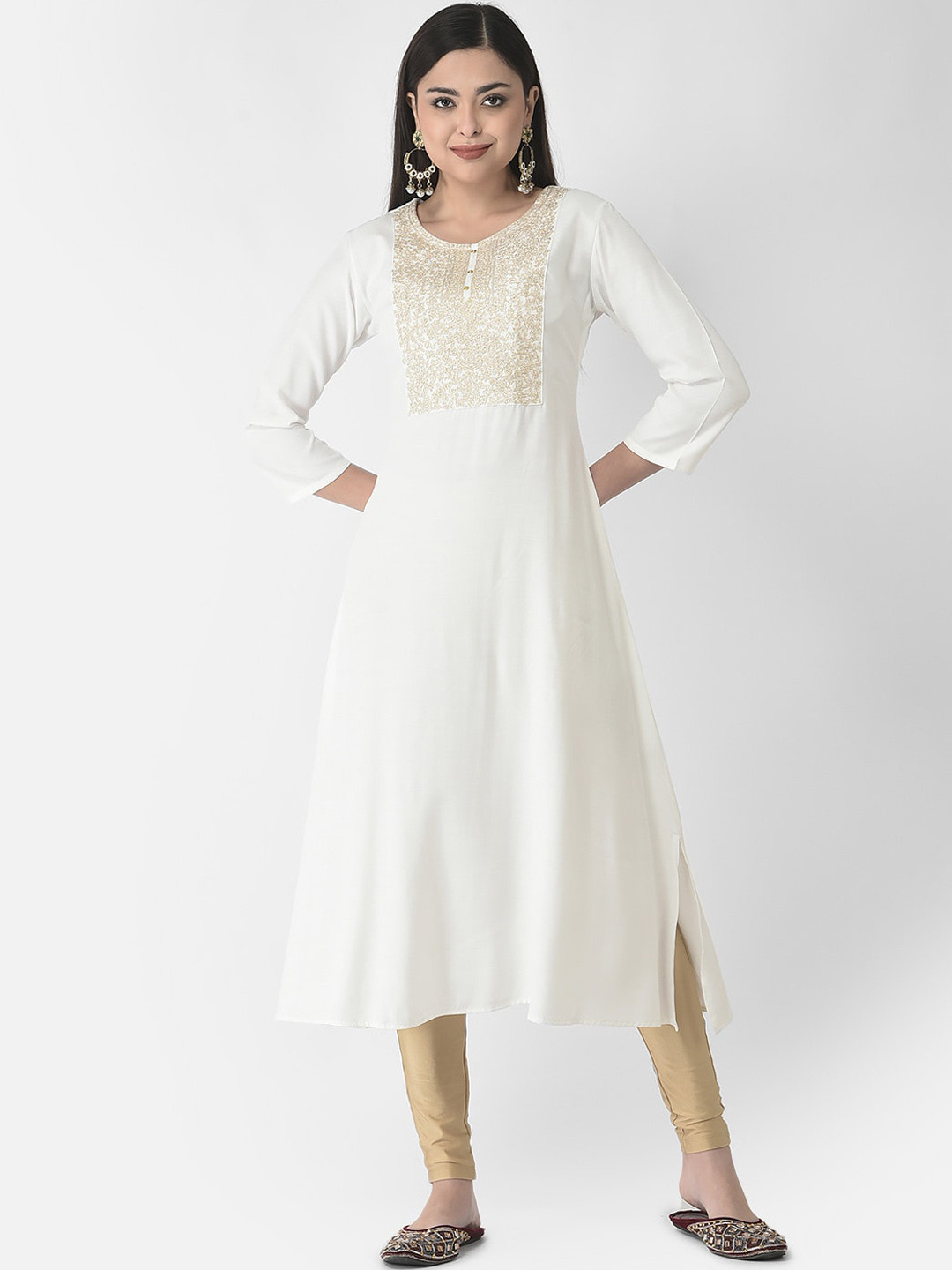 Span Thread Work Detailed A-Line Kurta