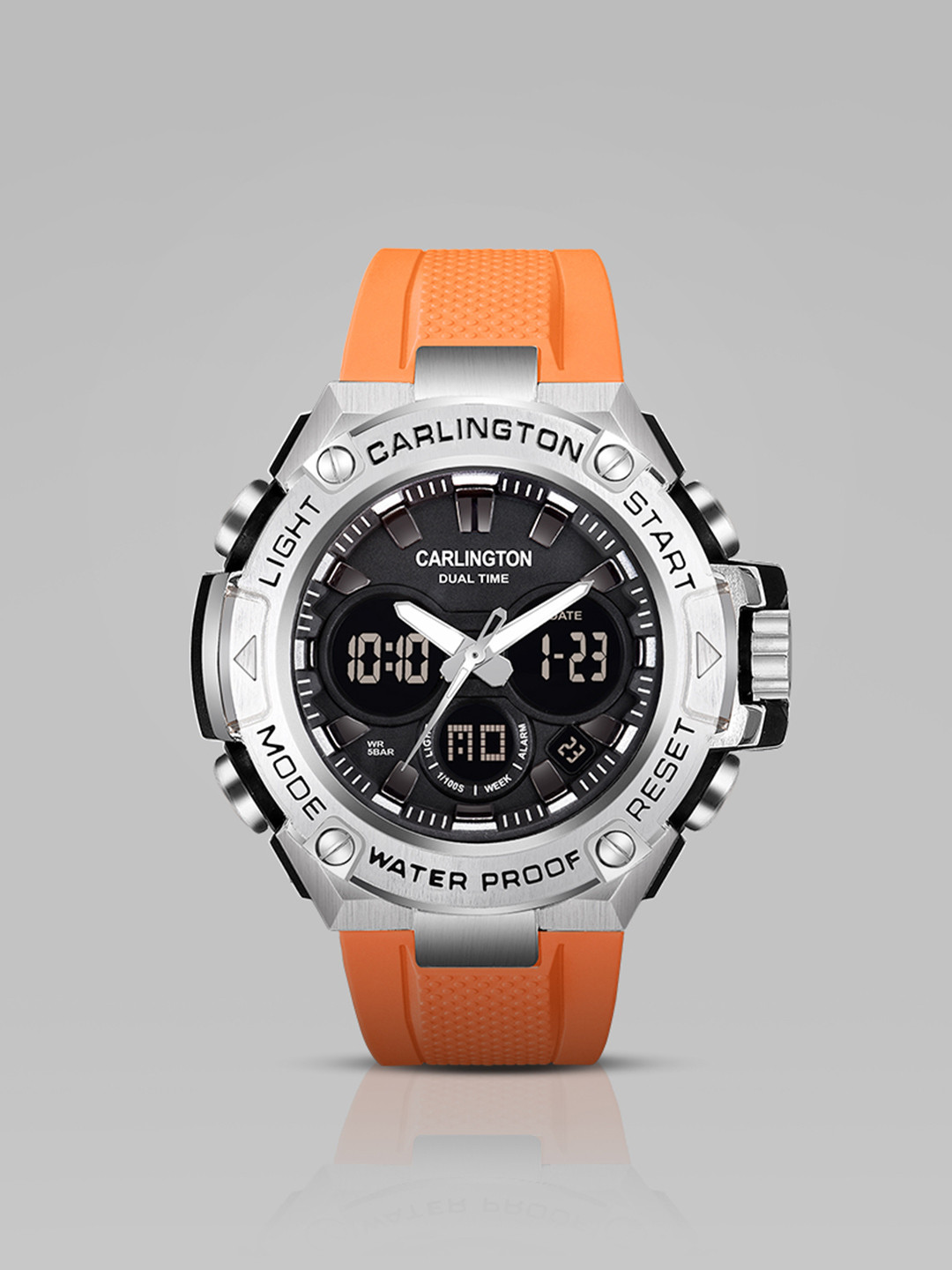 CARLINGTON Men Printed Analogue and Digital Watch-CT 9107 Orange