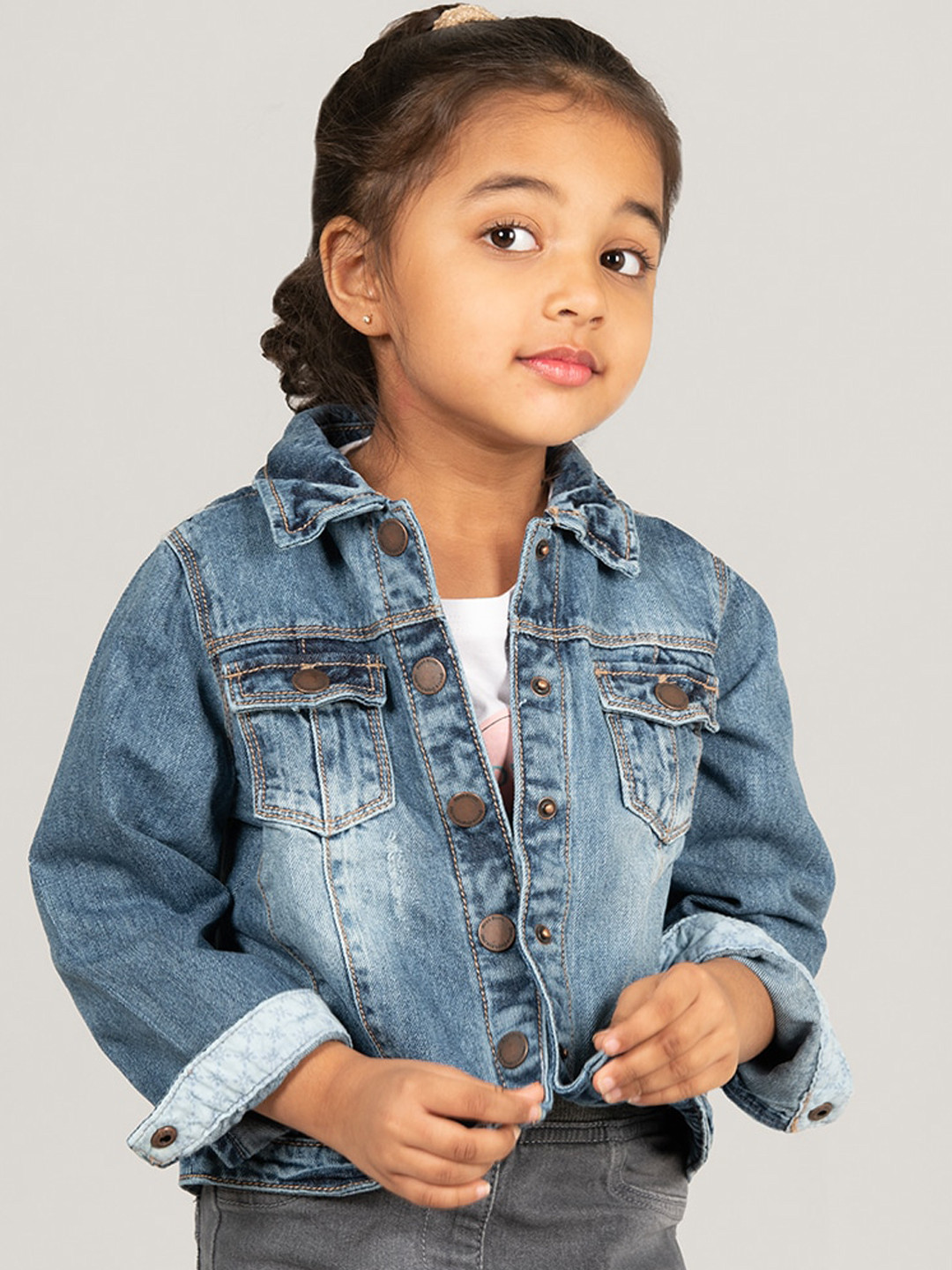 Zalio Girls Washed Lightweight Pure Cotton Denim Jacket