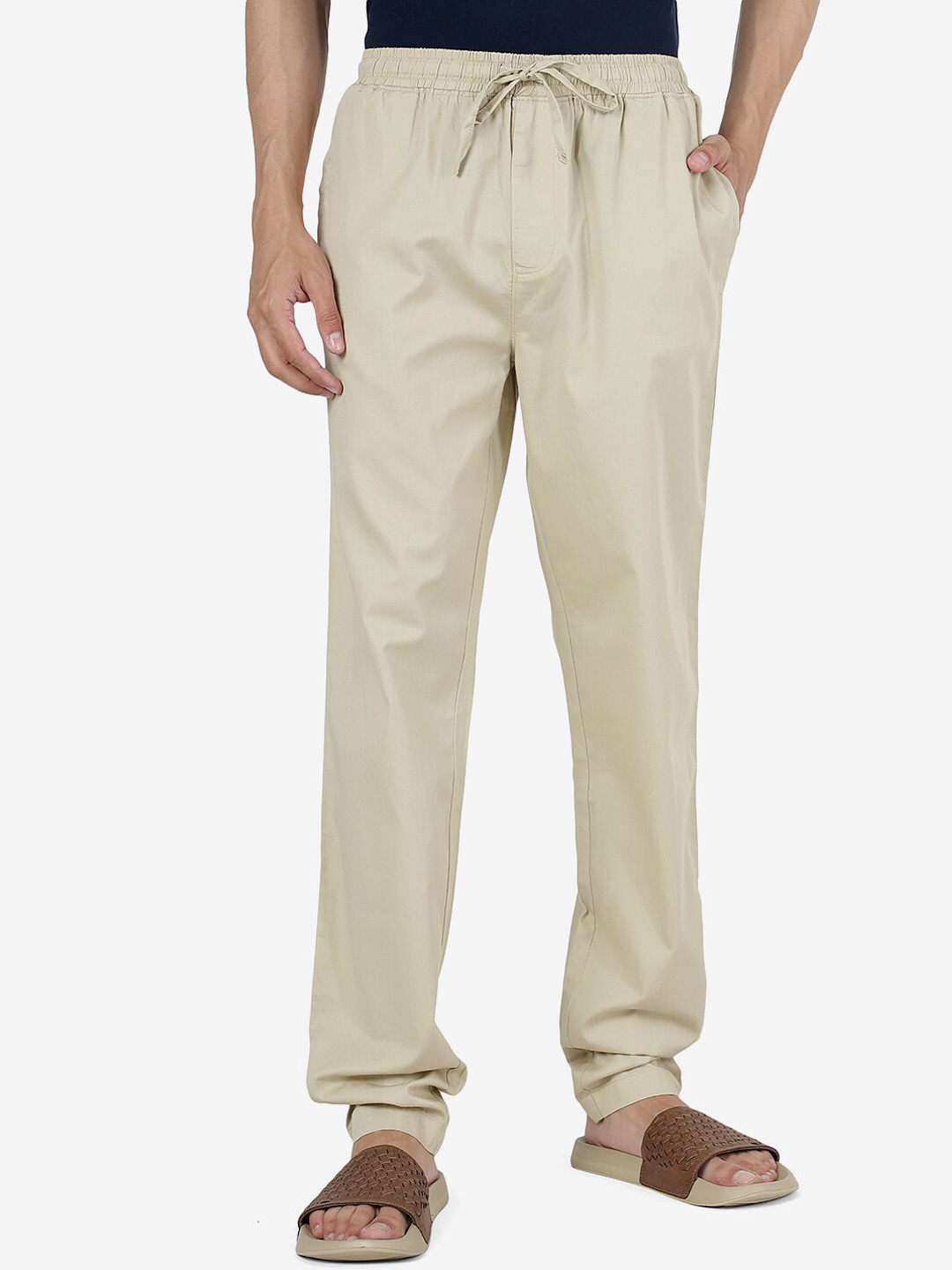 JADE BLUE Men Slim Fit Pure Cotton Lounge Pants